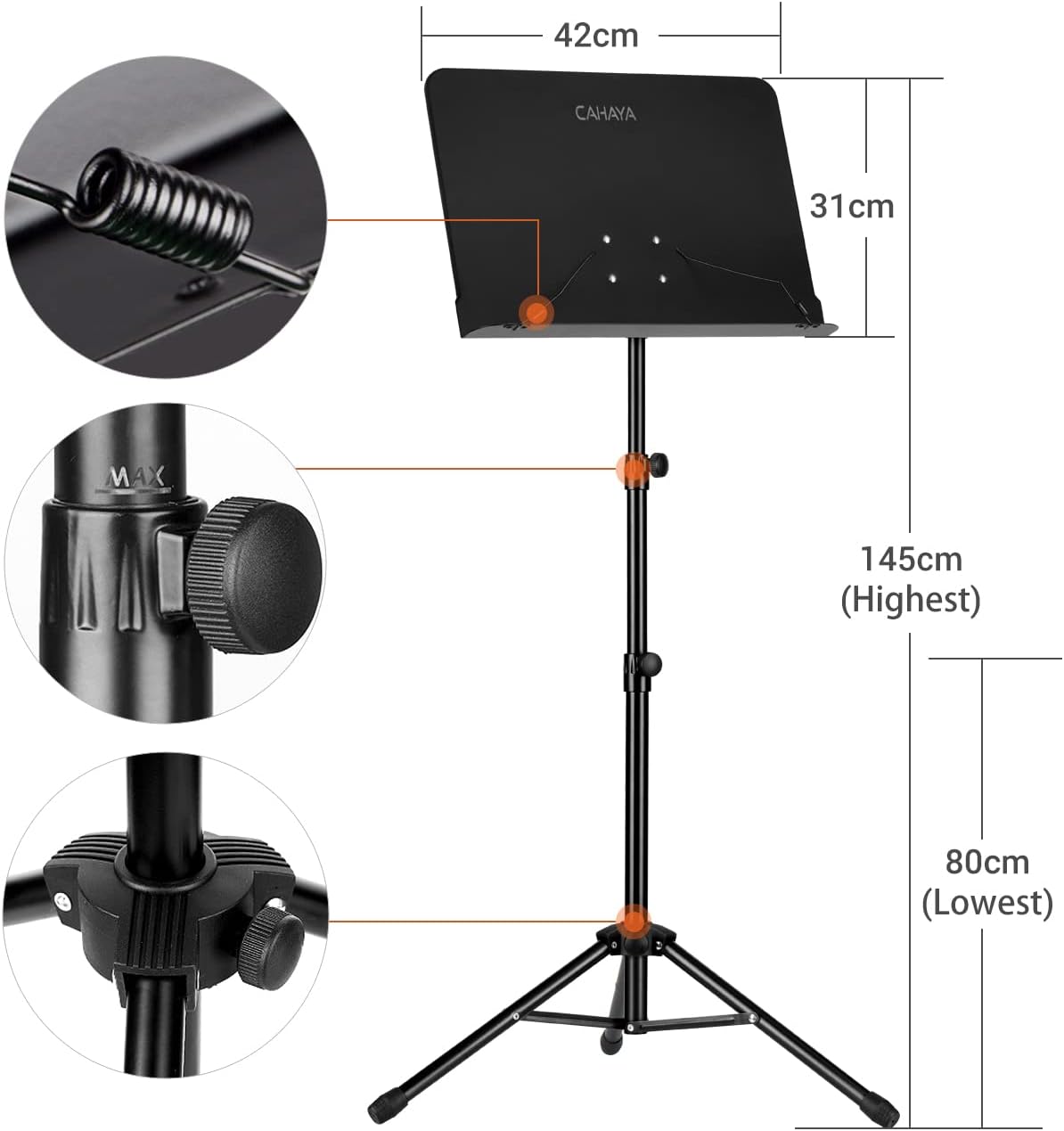 CAHAYA Metal Portable Sheet Music Stand with Bag and Folder