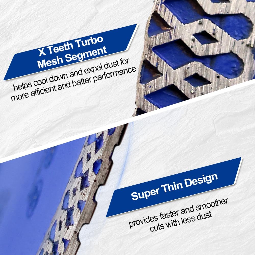 SHDIATOOL Premium 8-Inch Diamond Turbo Mesh X-Rim Ceramic Tile Cutting Blade