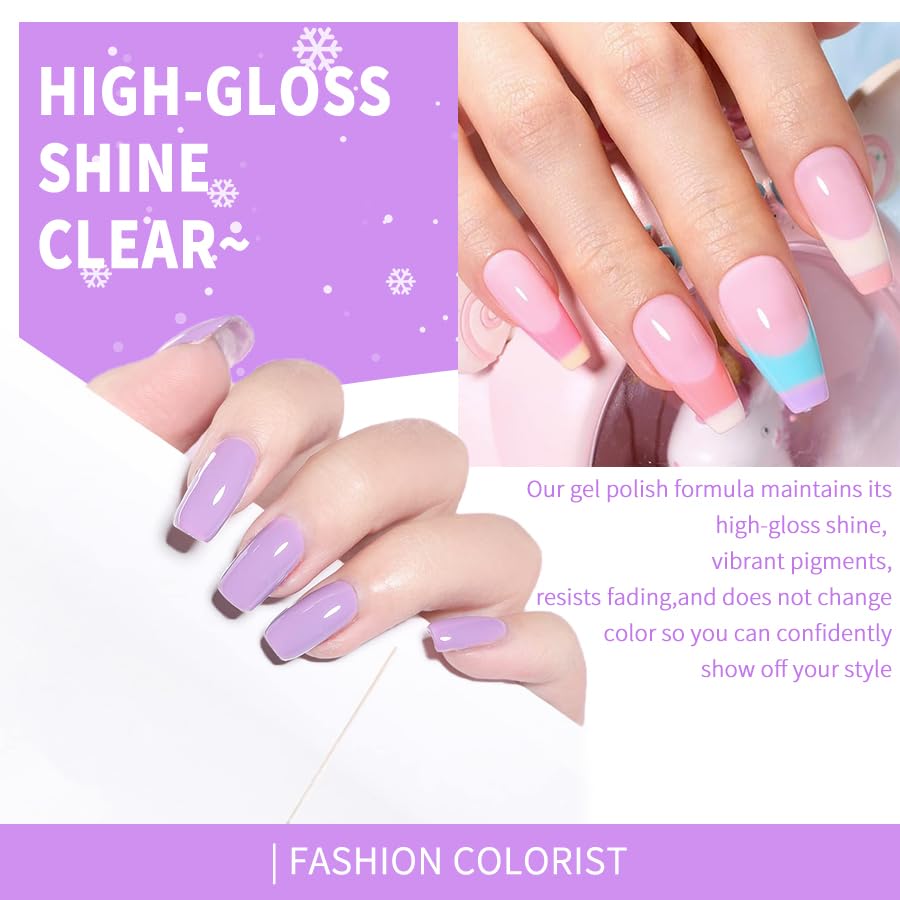 JR 9-Piece 15ml Summer Gel Nail Polish Kit: UV LED Soak-Off.