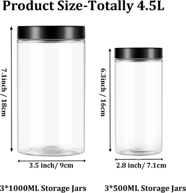 UniBaby7 4.5L BPA-Free Kitchen Storage Set – 6 Airtight Plastic Containers with Labels
