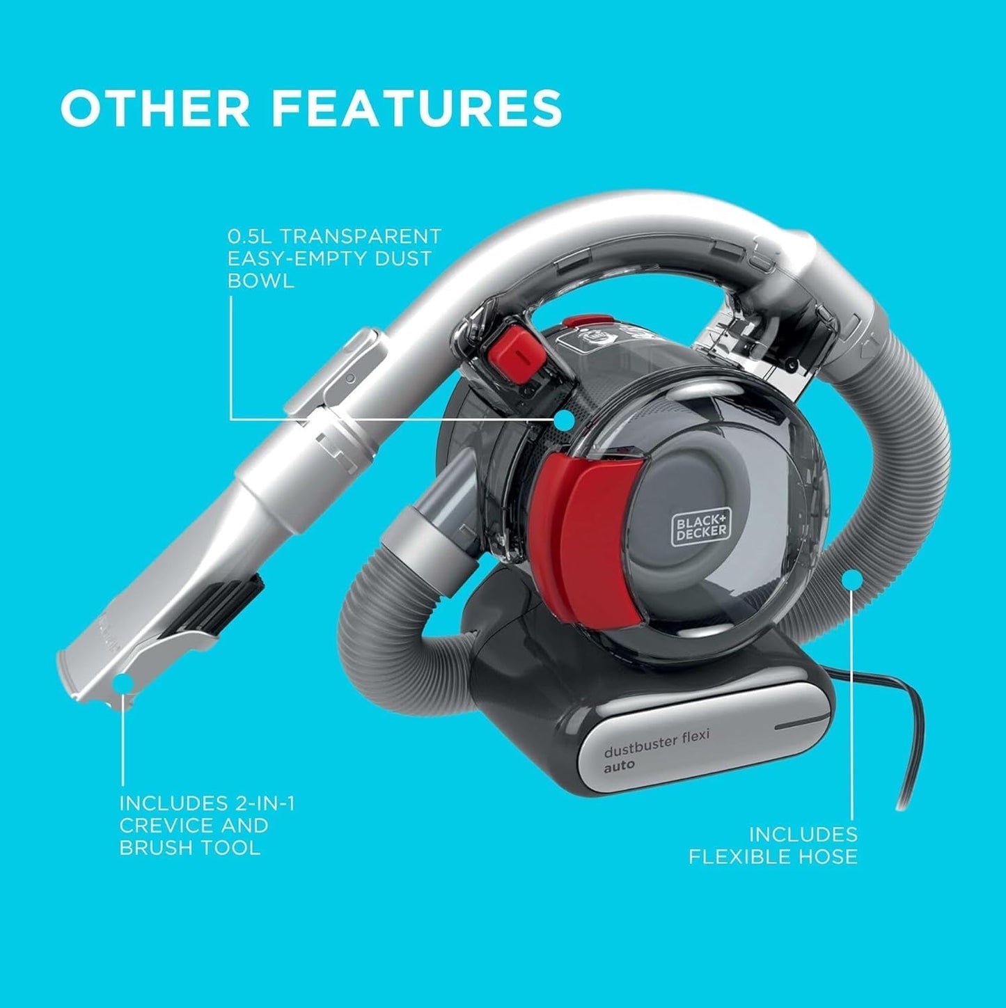 Black+Decker Dustbuster Flexi PD1200AV 12V Car & Hand Vacuum