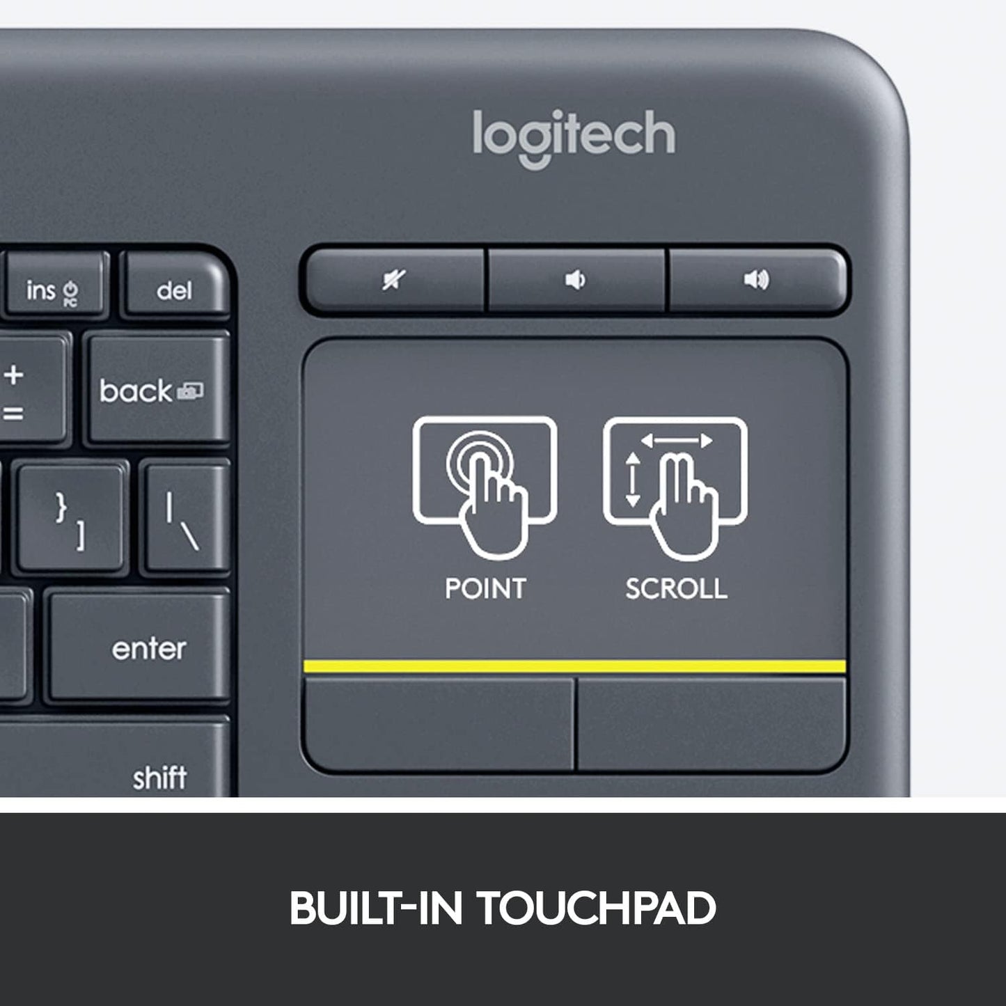 Logitech K400 Plus Wireless Keyboard with Touchpad – Arabic Layout, Black