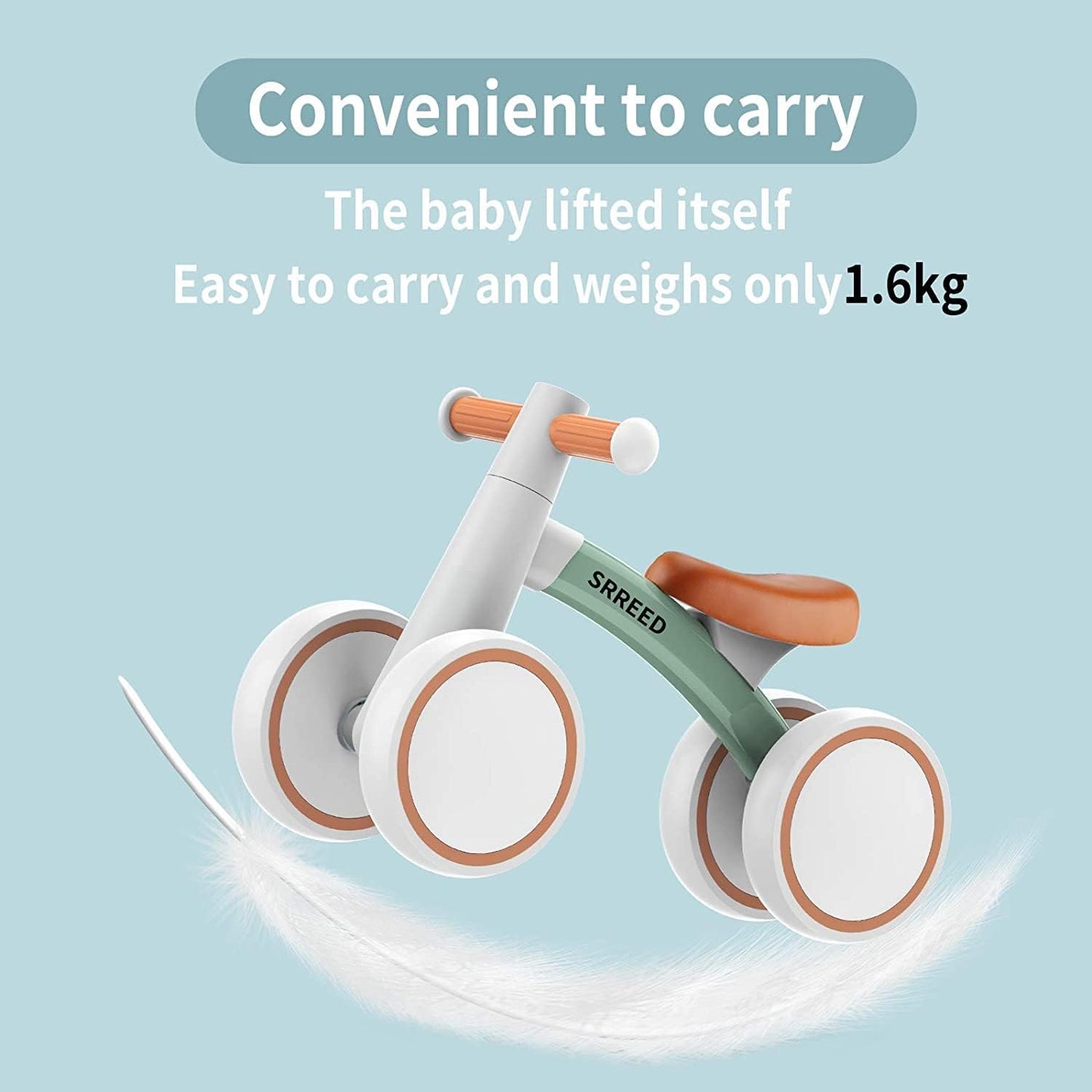 SEREED Kids Green Balance Bike 4-Wheel Toddler Ride-On