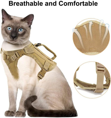 Escape Proof Tactical Cat Harness Vest Adjustable Pet Walking Harness