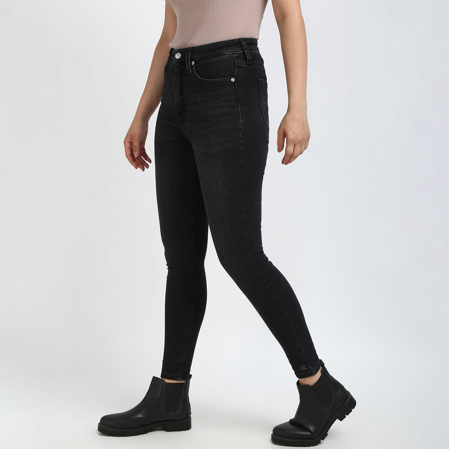 Calvin Klein Women’s Fitted Denim Jeans – Stretch Black