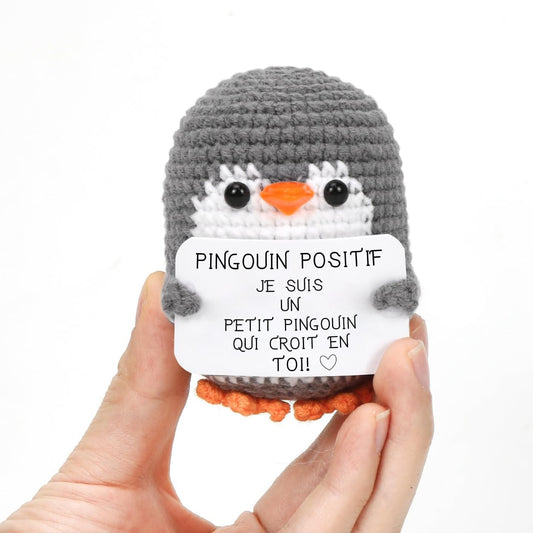 Positive Penguin Plush Toy with Inspirational Card and Storage Pouch