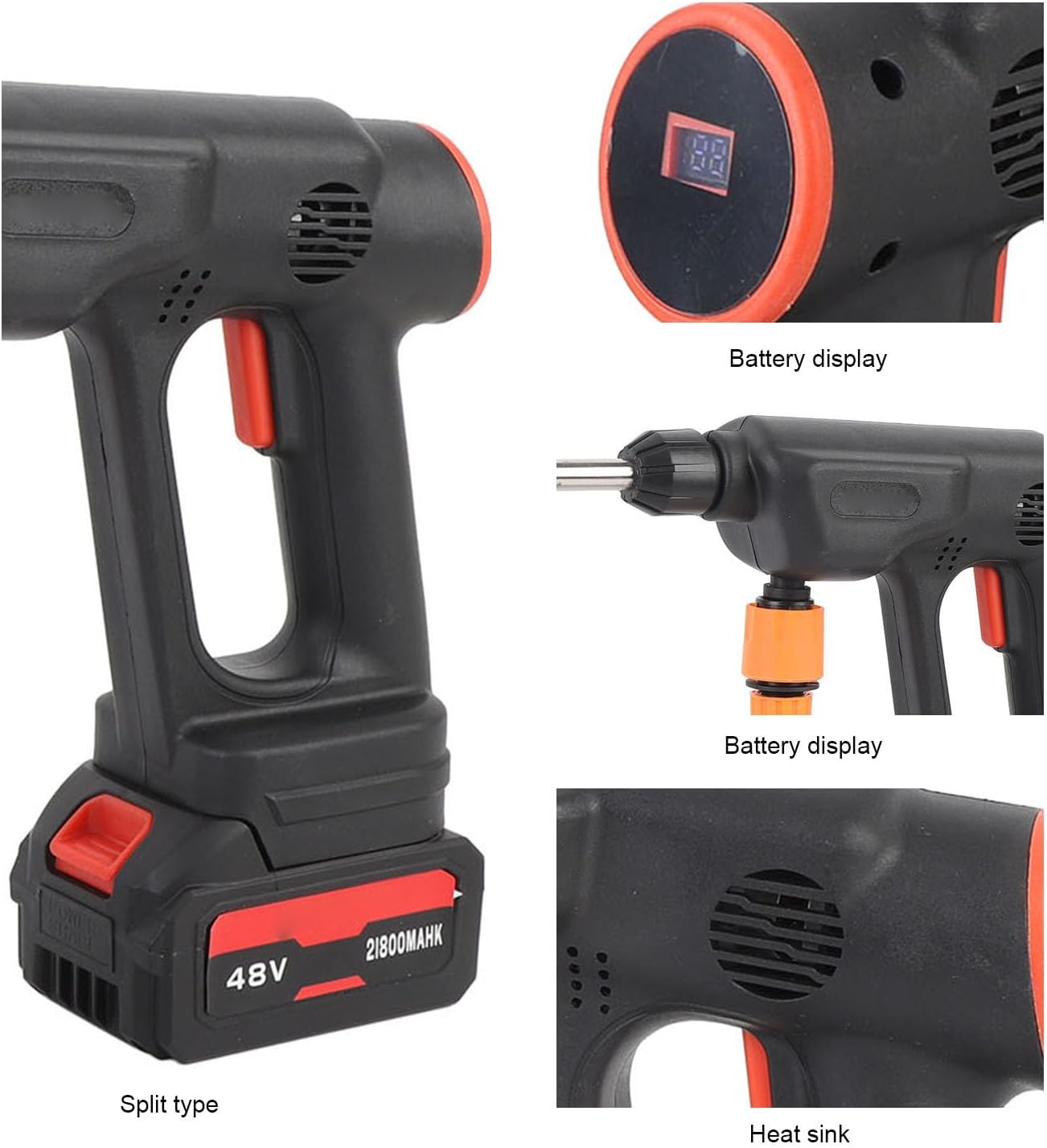 Hilitand Cordless Pressure Washer 24,000 RPM 900 PSI 6-in-1 Nozzle