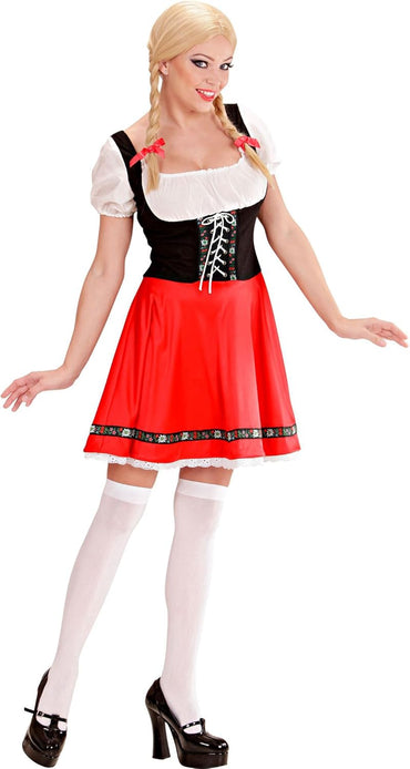 Widmann Milano Bavarian Dirndl Costume with Red Apron and Corset