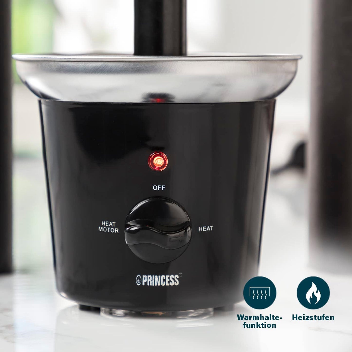 Princess 3‑Tier Stainless Steel Chocolate Fountain with Warm‑Keep, 0.4L