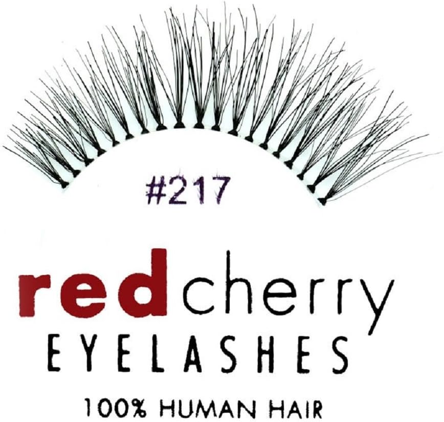 Red Cherry #217 Natural Human Hair False Eyelashes – Voluminous, Reusable, Easy-Apply