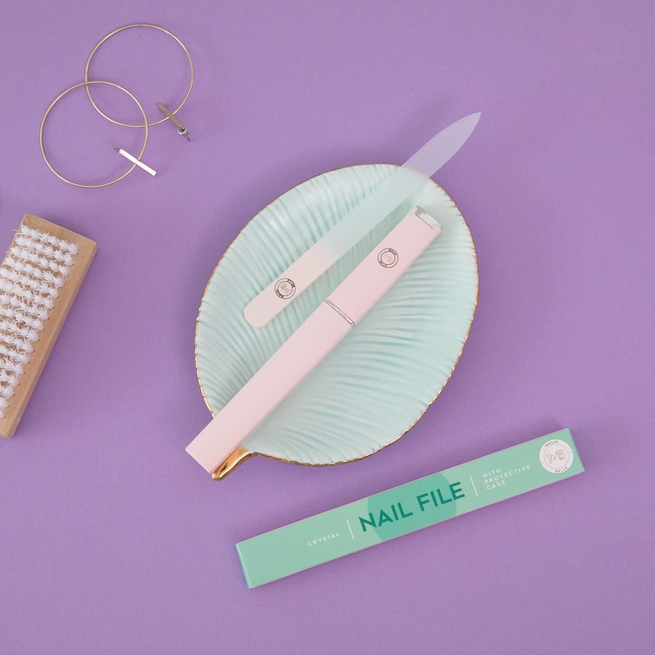 Malva Belle Pink Crystal Glass Nail File with Dual‑Side 3mm
