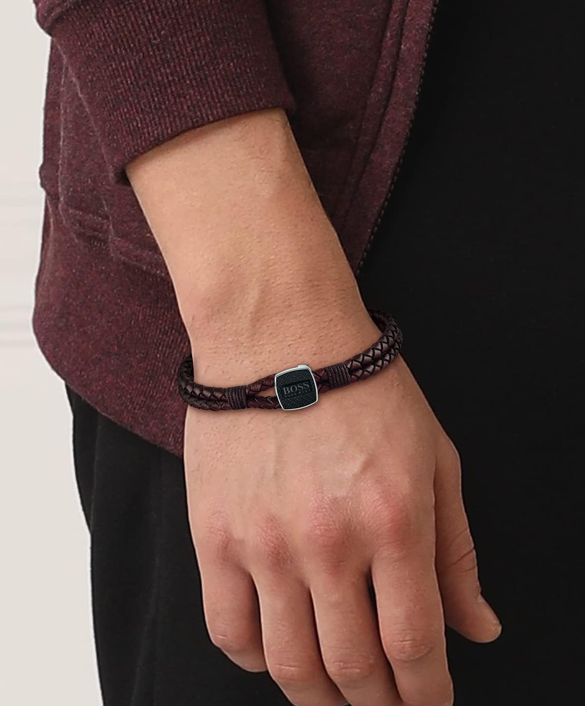 BOSS Men's SEAL Collection Leather Bracelet – Premium Stainless Steel, Black & Brown