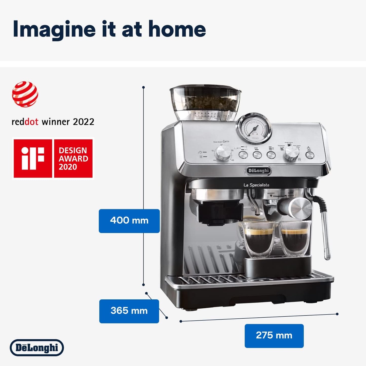 De'Longhi La Specialista Metal Barista Pump Espresso Machine with Grinder