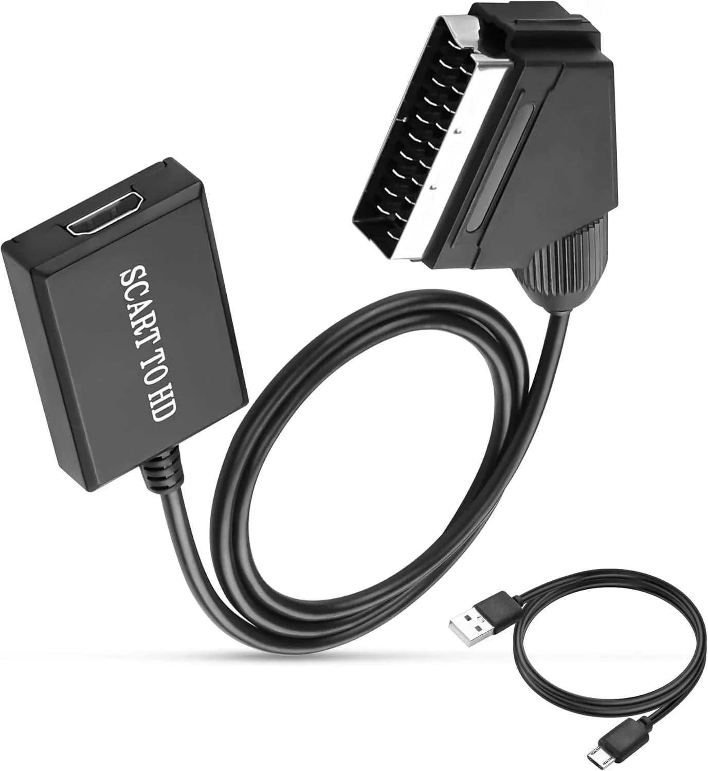 XMSJSIY SCART to HDMI Converter Cable 1080P/720P 0.7M USB Powered Adapter for CRT/VHS/DVD - Gomix Brands Outlet