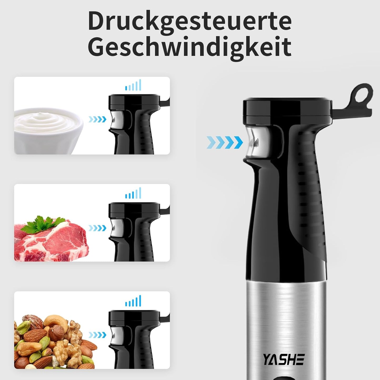 YASHE 5-in-1 1000W Immersion Hand Blender with Chopper, Whisk, Frother