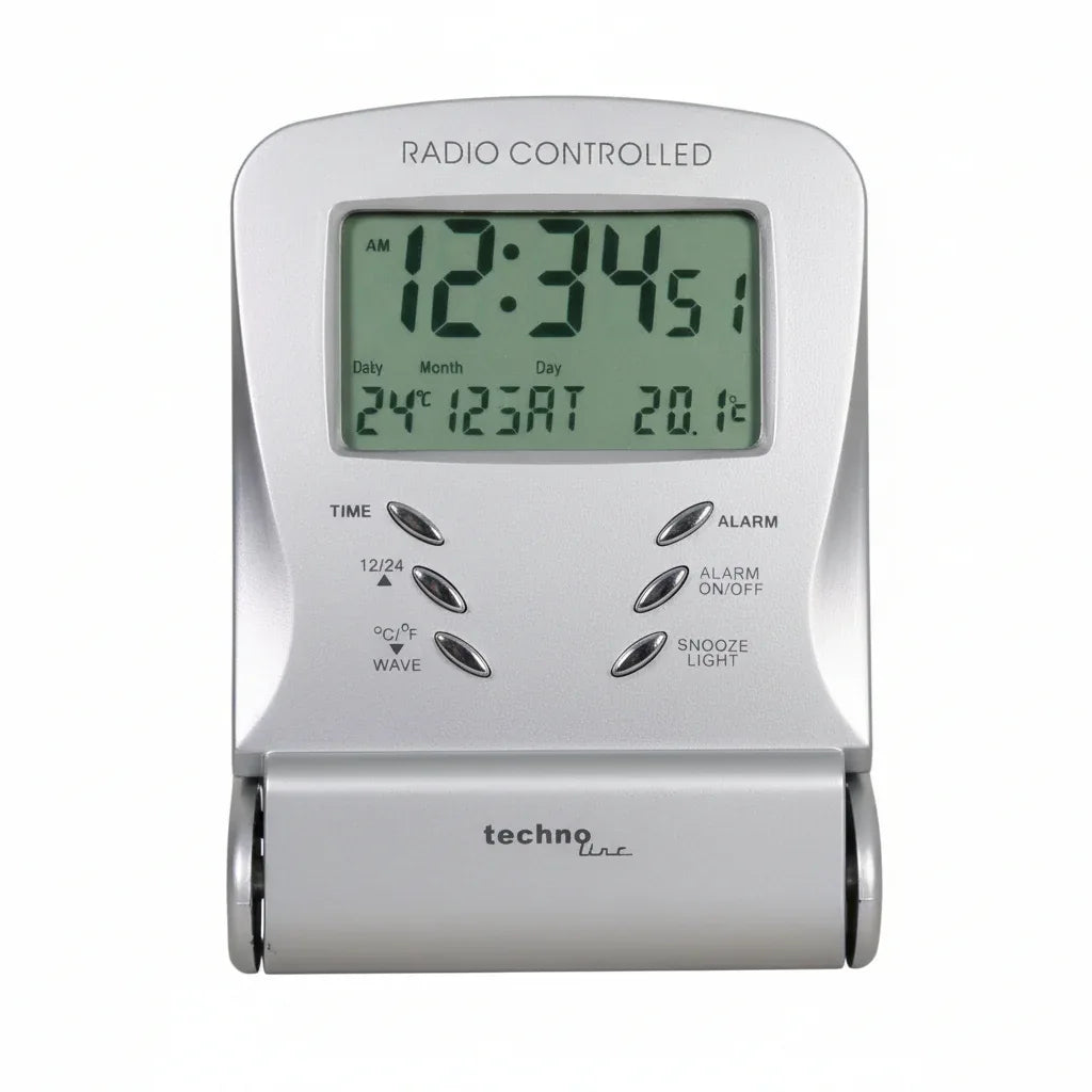 Technoline WT 171 Travel Alarm Clock - Silver/Black Plastic - Gomix Brands Outlet