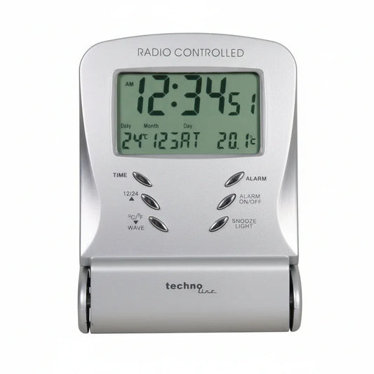 Technoline WT 171 Travel Alarm Clock - Silver/Black Plastic - Gomix Brands Outlet