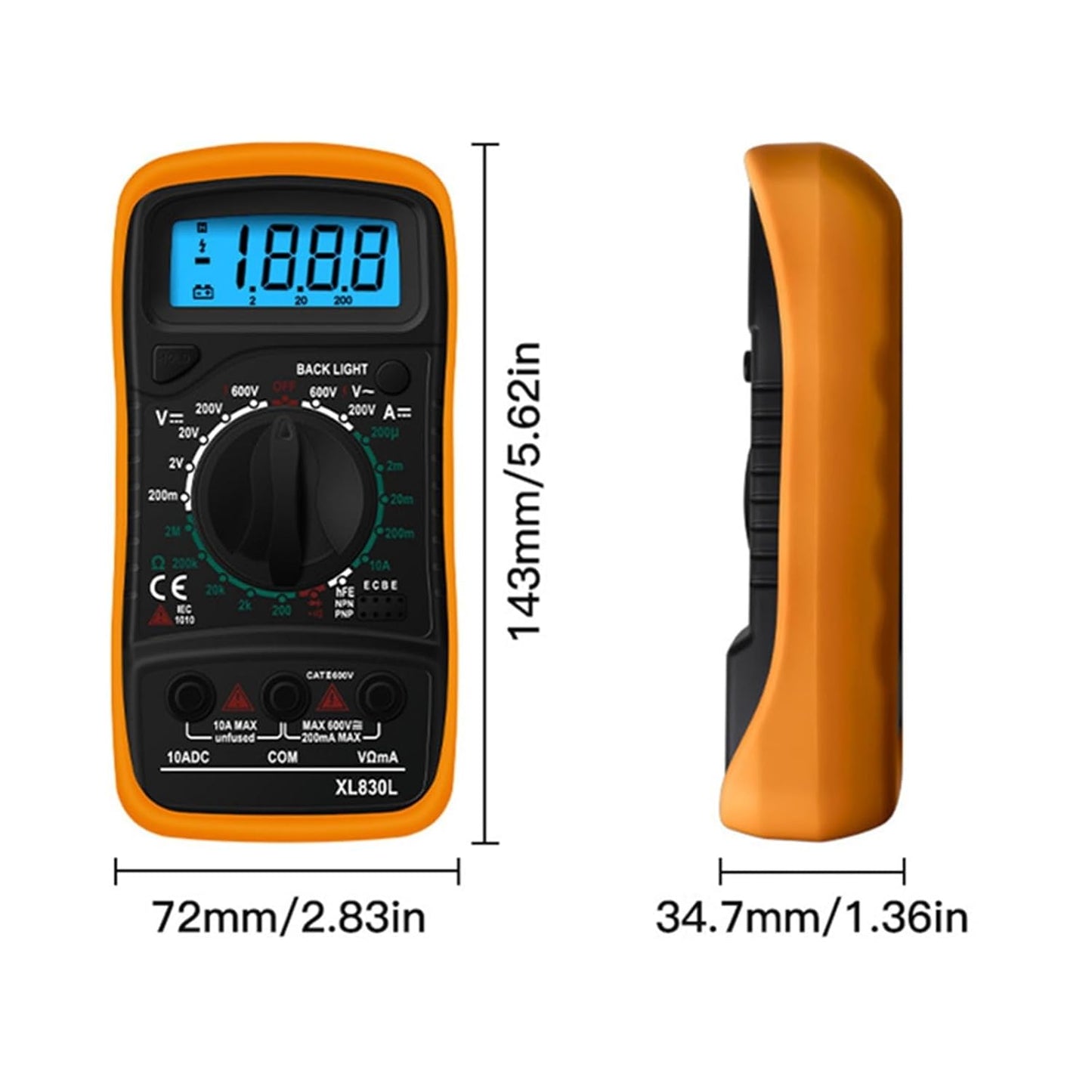 XL830L Portable LCD Digital Multimeter: Accurate AC/DC Voltage, Current, Resistance Tester