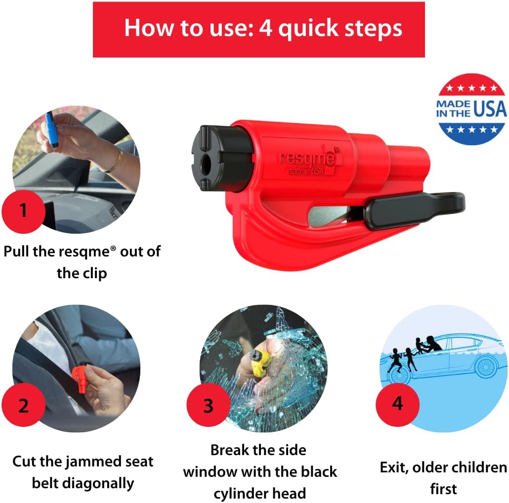 Resqme GBO-RQM-ROT Emergency Keychain Tool: Seatbelt Cutter & Window Breaker