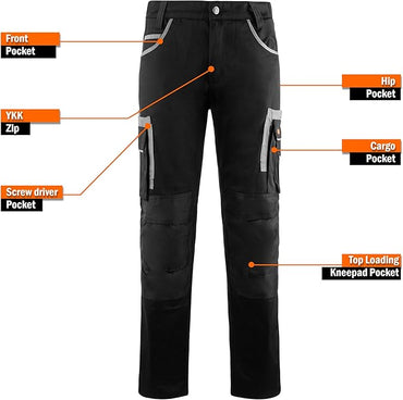 WrightFits Olympian Pro Men's Heavy-Duty Cargo Work Trousers - Knee Pockets