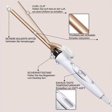 Reyke Mini Ceramic Curling Iron 9mm White Gold JK-B006-DE