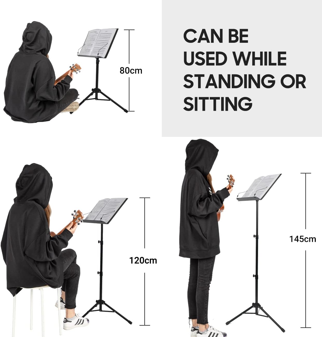 CAHAYA Metal Portable Sheet Music Stand with Bag and Folder