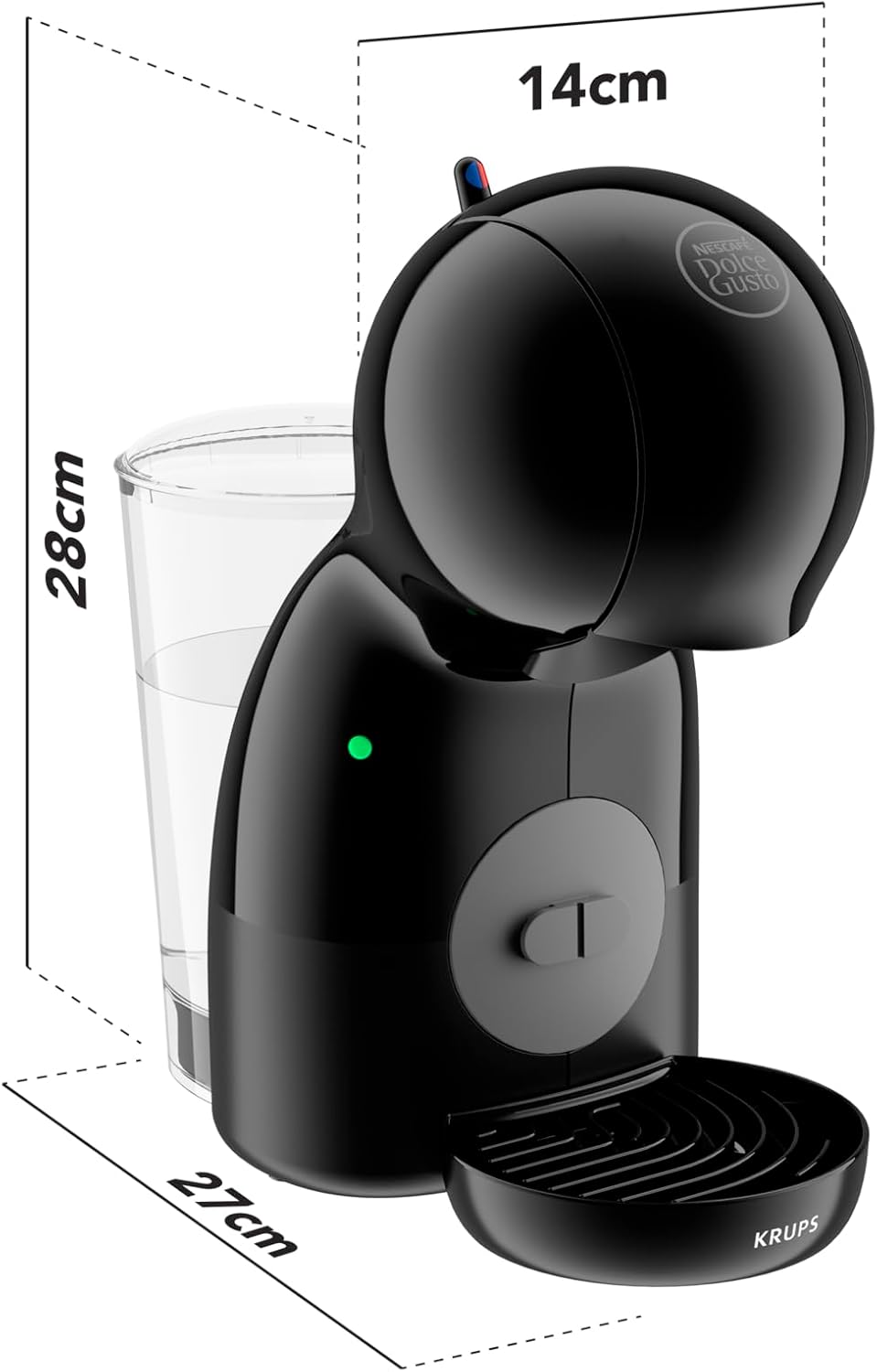 KRUPS Dolce Gusto Small Espresso Machine Compact Black 0.8L