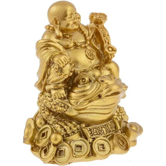 Laughing Buddha on Feng Shui Frog – 7cm Prosperity Figurine - Gomix Brands Outlet