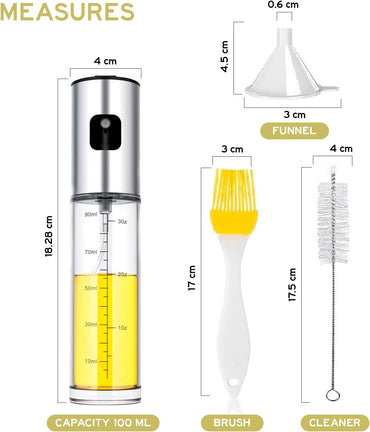 Edihome 100ml Non-Drip Kitchen Oil Sprayer with Stainless Steel Bottle