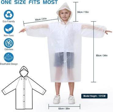 Newbyinn Raincoats 2 Pack EVA Rain Ponchos for Kids with Hood