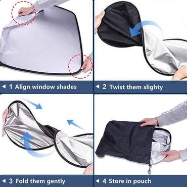 Zimohe Foldable Car Sun Shade for Front Windshield – UV 99% Protection, Silver & Black
