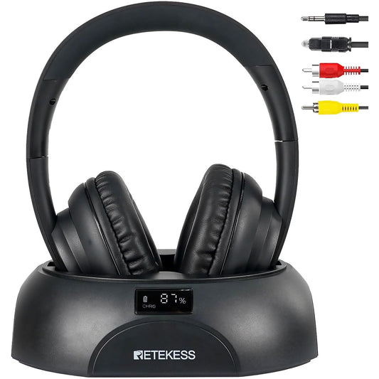 Retekess TA006 Wireless TV Headphones with Charging Dock, 100ft Range
