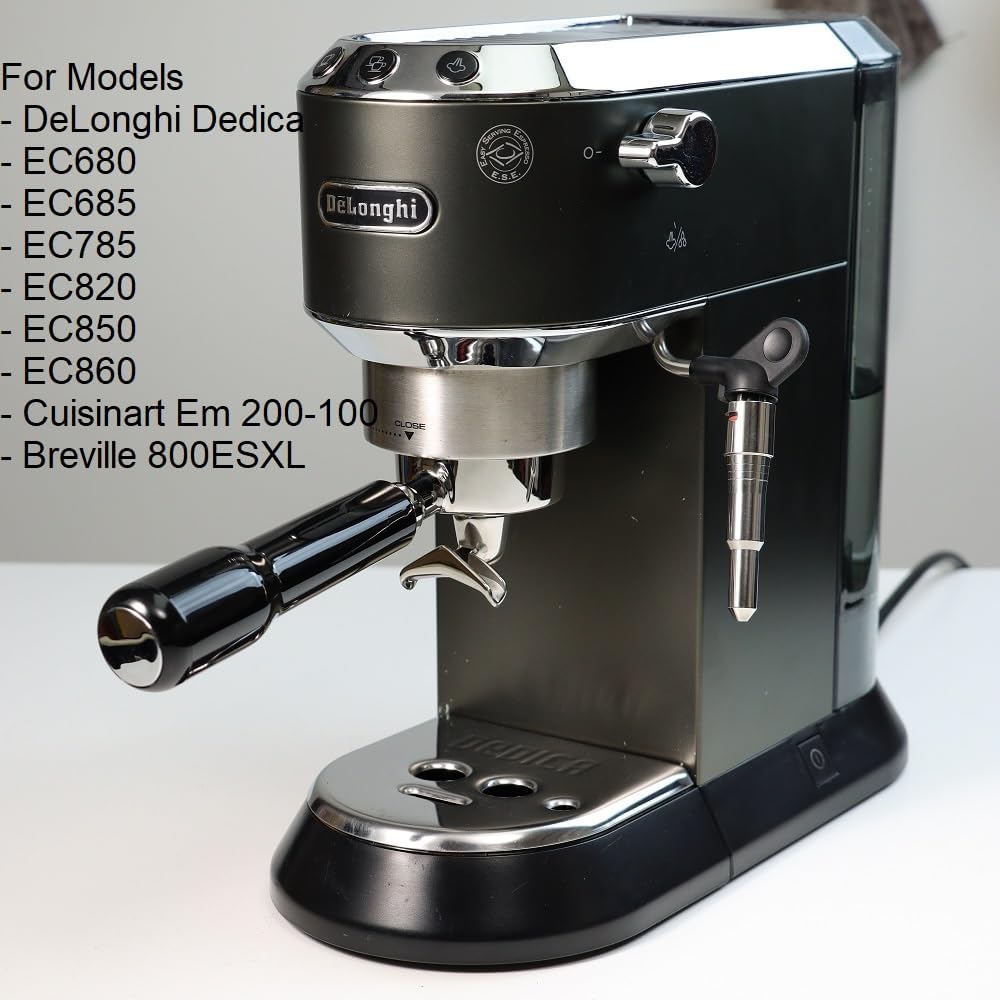 CAPFEI 51mm Triple-Ear Double Spout Portafilter for DeLonghi Dedica Black