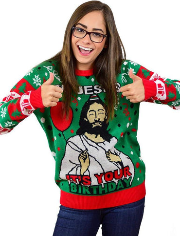 Hilarious Unisex 'Go Jesus It's Your Birthday' Ugly Christmas Sweater Knit Jumper - Gomix Brands Outlet