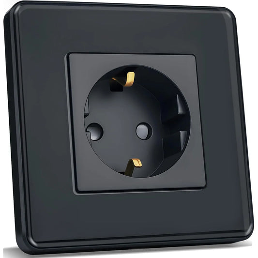 TAWOIA Premium Schuko Socket: EU Standard Single Flush-Mounted Wall Outlet with Elegant Curved Glass Plate - Gomix Brands Outlet
