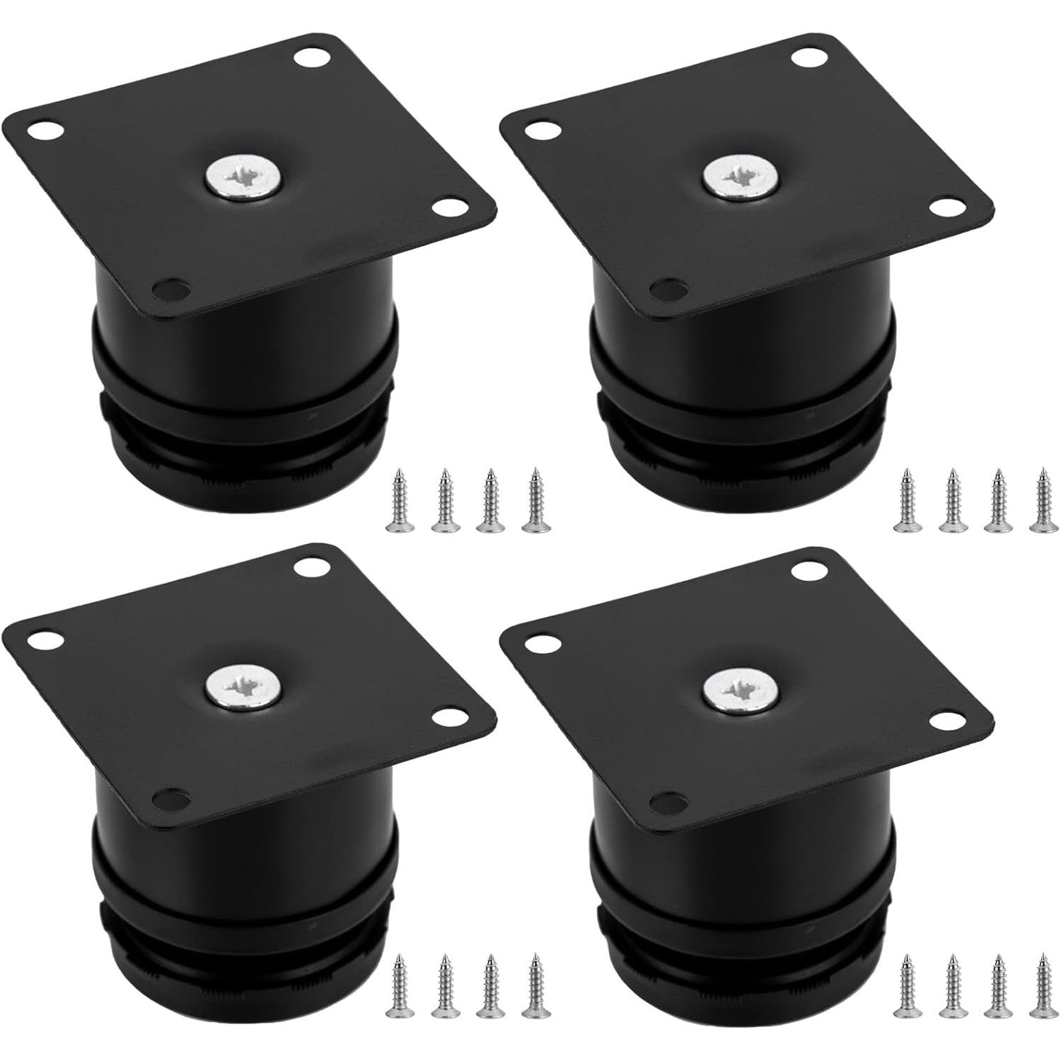 4 Black Adjustable Stainless Steel Furniture Legs with 0-10mm Height