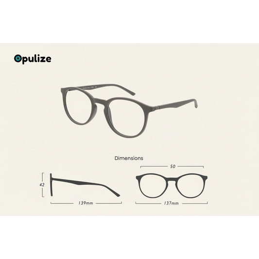 OPULIZE MET Reading Glasses, Round Frame, Black & Brown, +1.5