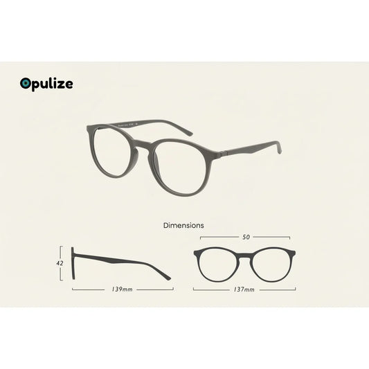 OPULIZE MET Reading Glasses, Round Frame, GREY +1.5 - Gomix Brands Outlet