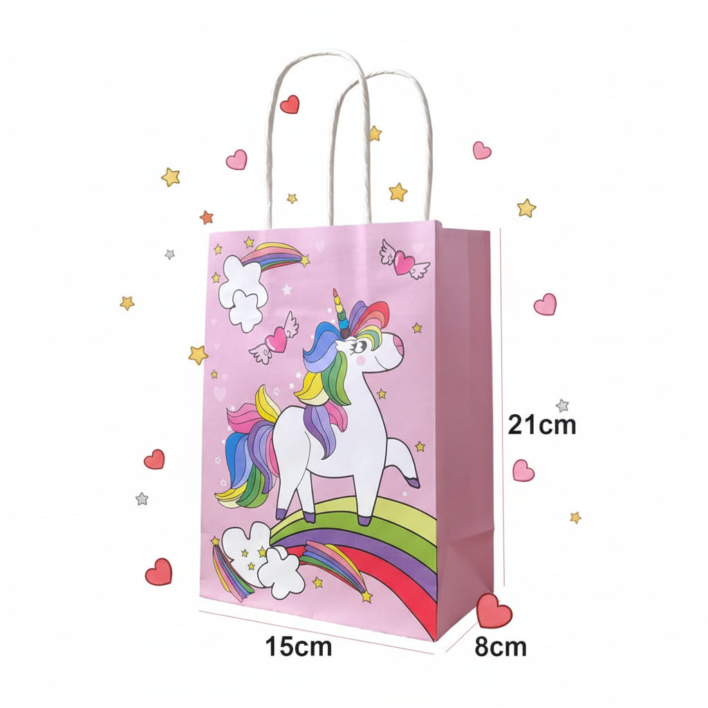 USGohin Unicorn Kraft Paper Gift Bags - 12 Pack, 15x21x8 cm