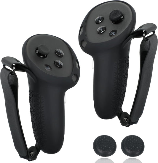 Premium Anti-Slip Quest 3/3S Controller Grips with Adjustable Straps