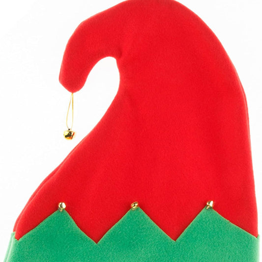 Festive Red & Green Adult Christmas Hat with Jolly Bell