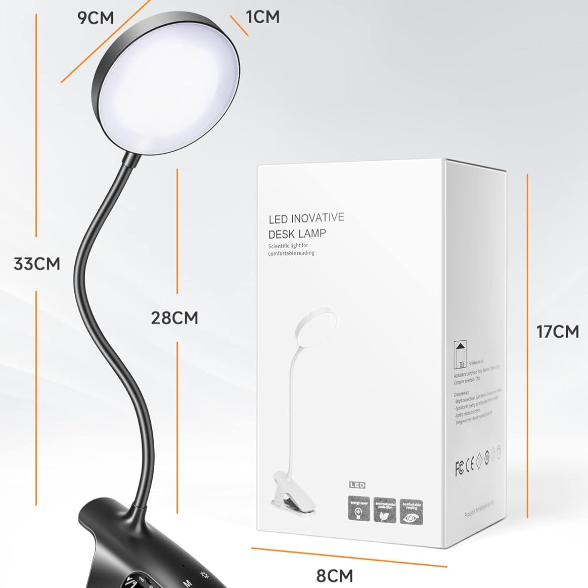 Mubarek Clip-On Lamp with 5 Brightness & 5 Color Modes
