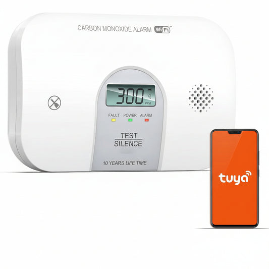 Wi-Fi Smart Carbon Monoxide Detector, Carbon Monoxide Alarm CO Detector With LED display Replaceable Battery Included Conforms to EN EN50291 Standard, 1 Piece