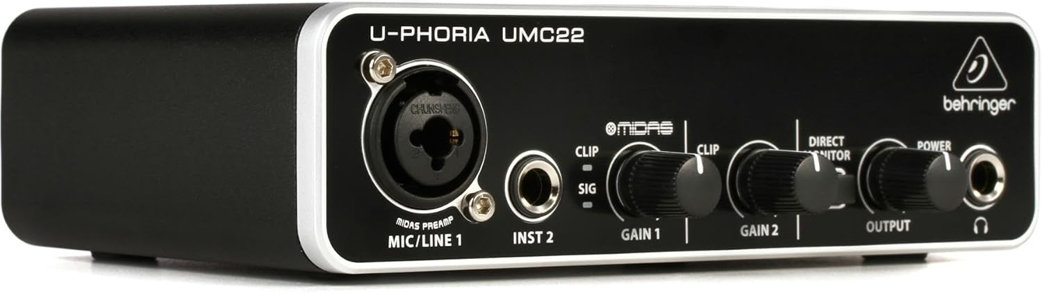 Behringer UMC22 Square USB Audio Interface with MIDAS Preamps
