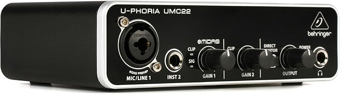 Behringer UMC22 Square USB Audio Interface with MIDAS Preamps
