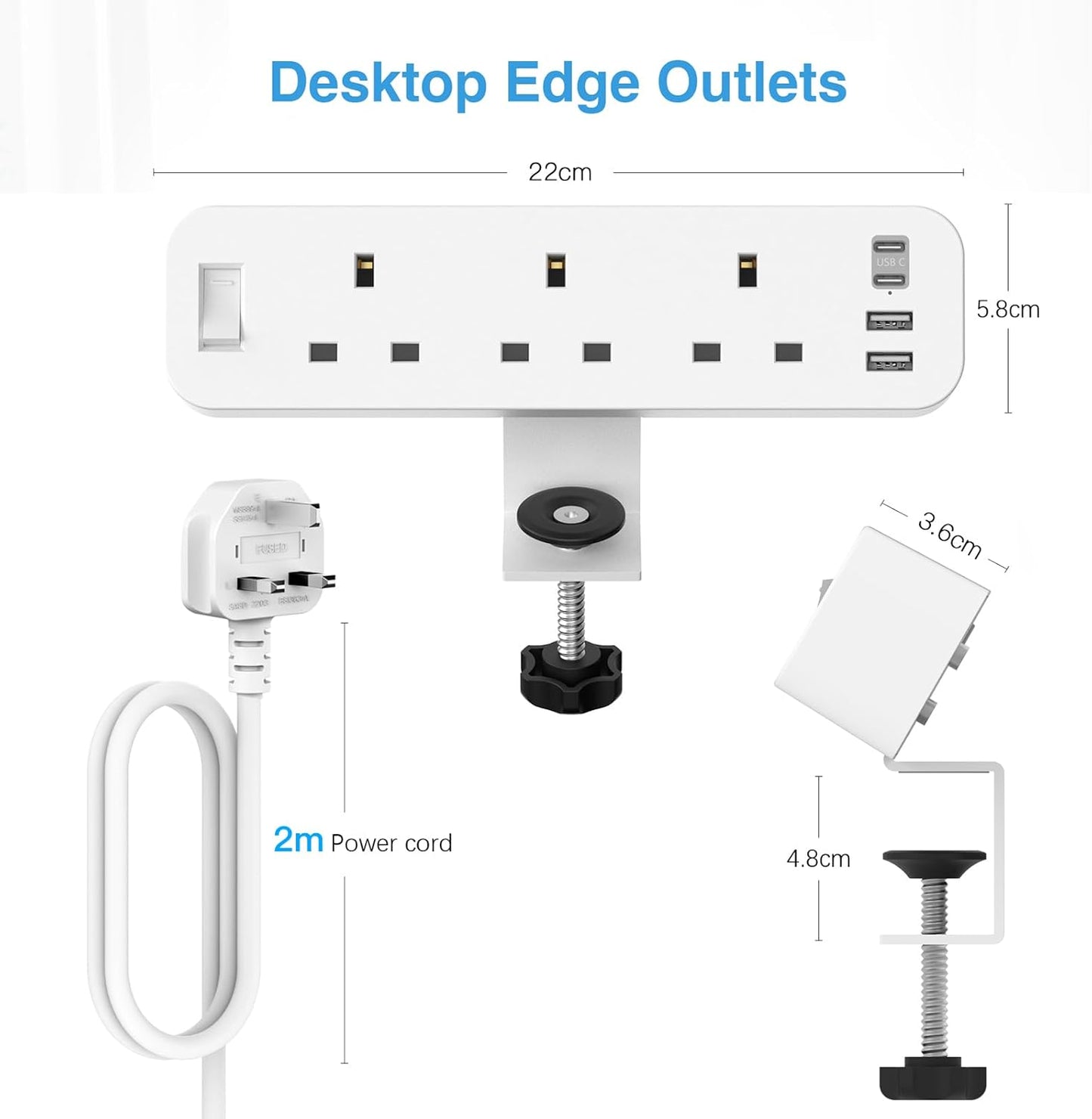 Anvode Black Multi Extension Socket: Durable Power Strip for Home & Workshop