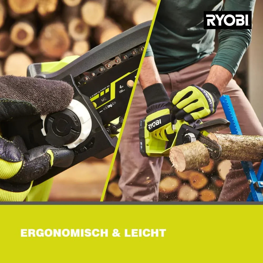 RYOBI 18V ONE+ Brushless One-Handed Cordless Chainsaw 10cm Blade + Battery & Charger - Gomix Brands Outlet