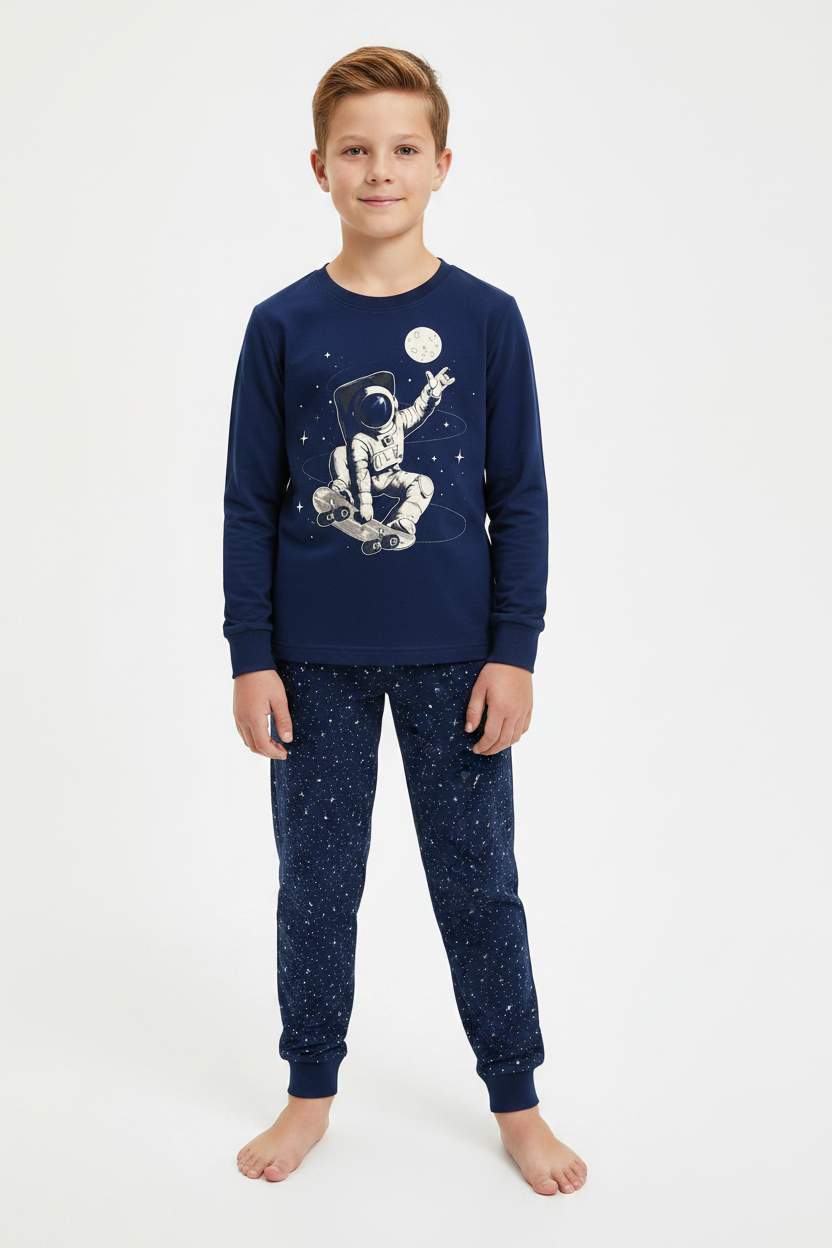 HIP & HOPPS Kids' Cotton Pajama Set – Astronaut Print