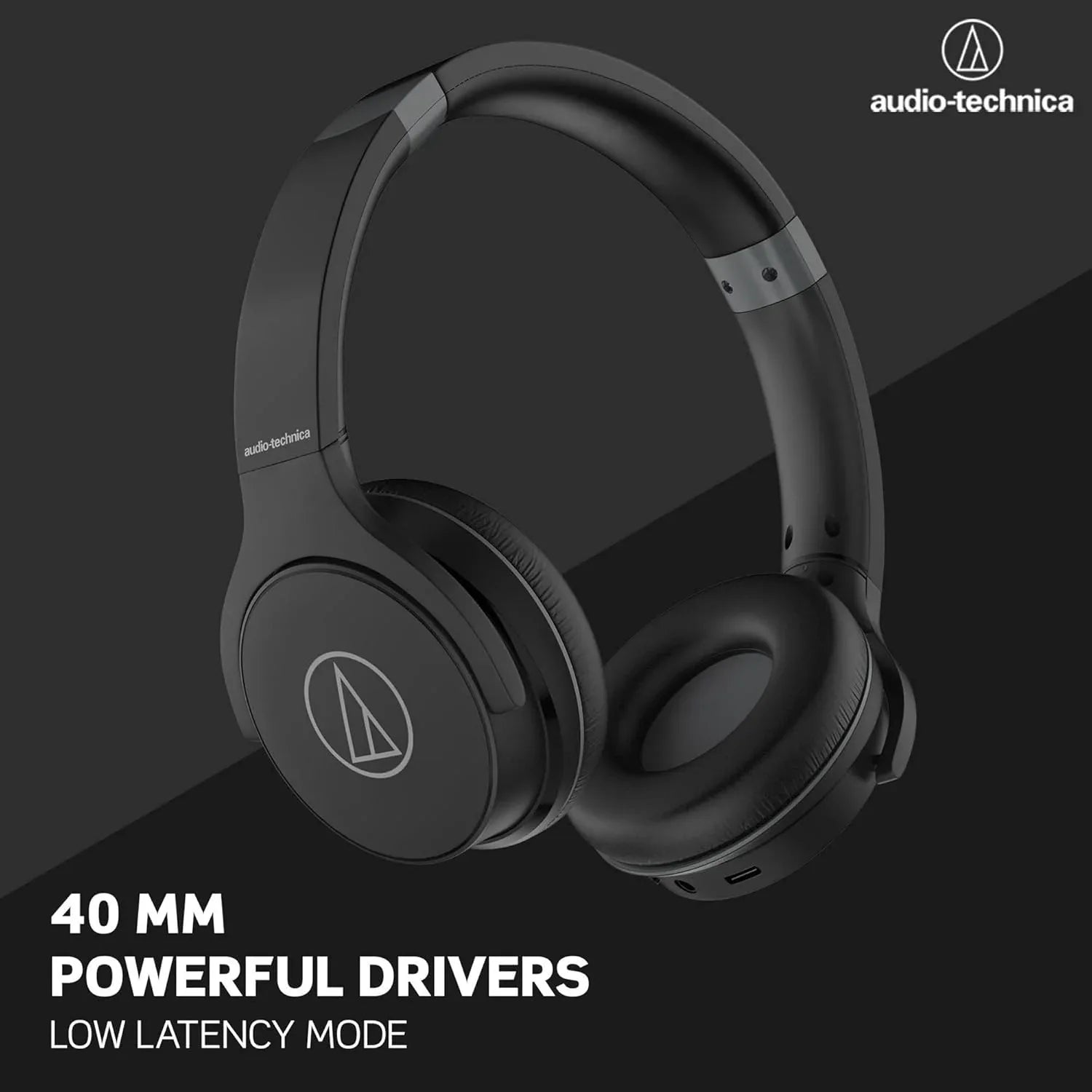 Audio-Technica ATH-S220BTBK Wireless On-Ear Headphones Black Lightweight 60-Hour Battery - Gomix Brands Outlet