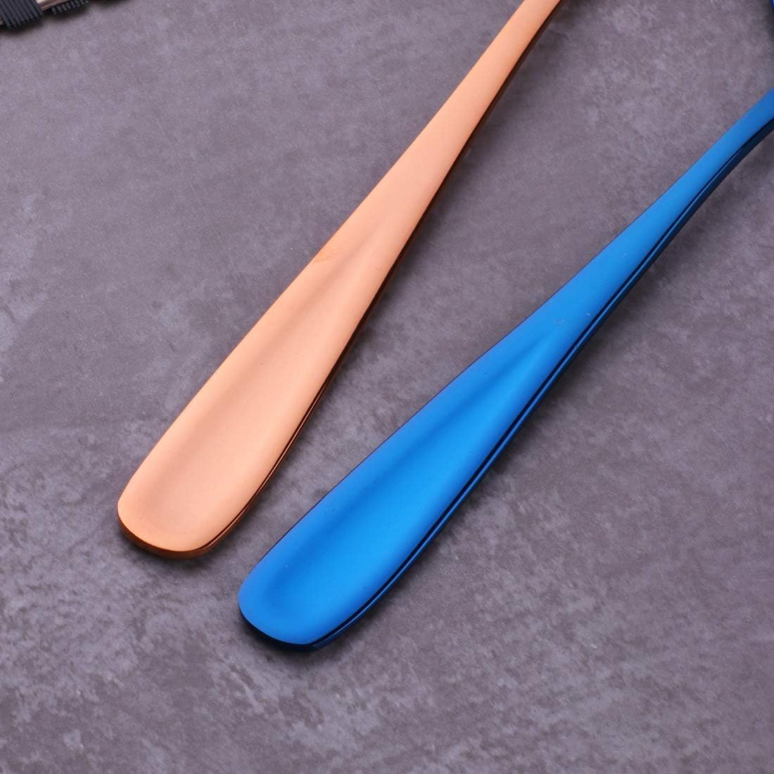 DOBUYOO 8-Piece Stainless Steel Soup Spoons 7-Inch Multicolor